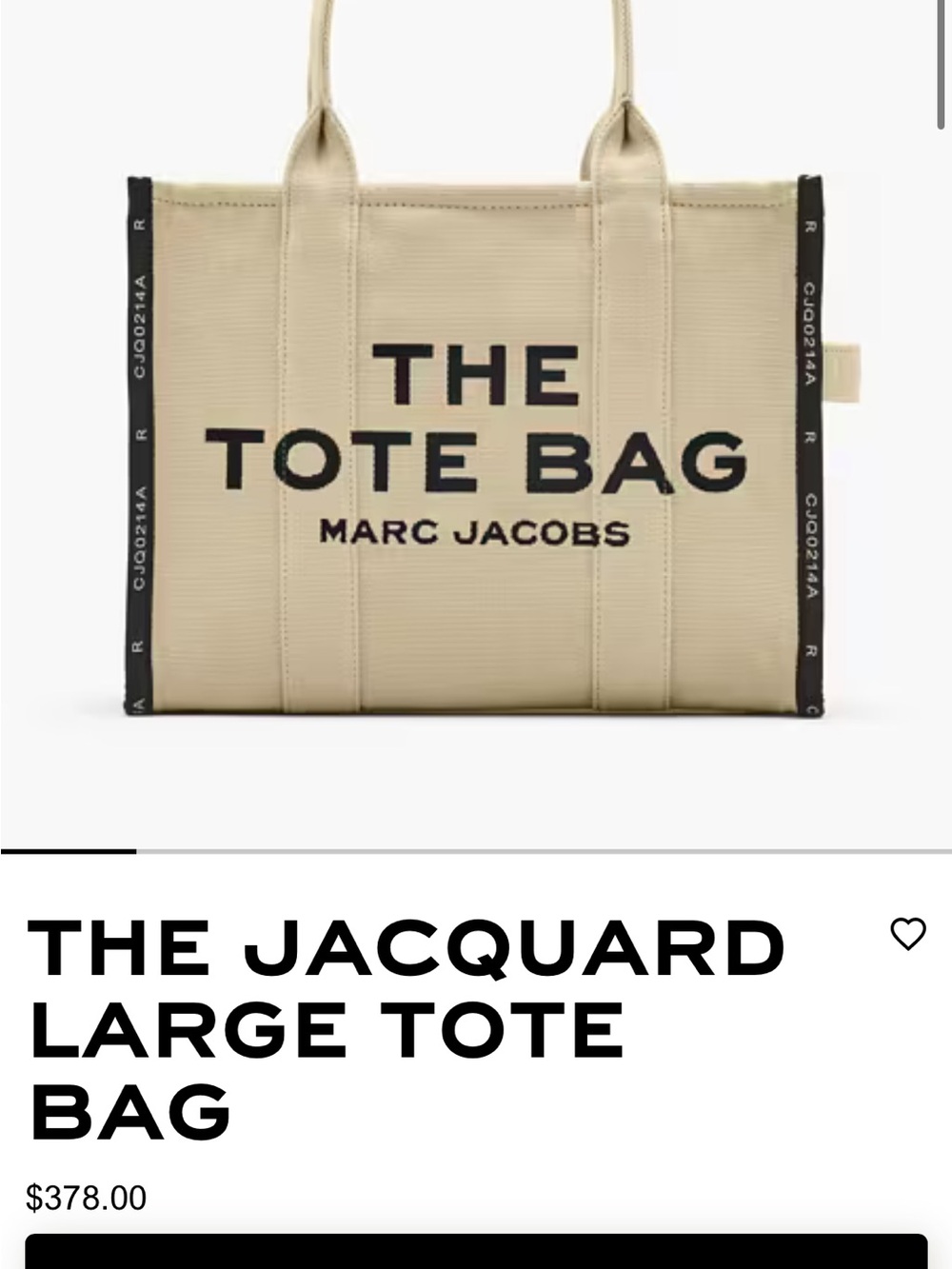 Marc Jacobs The Jacquard Large Tote Bag - Beige & Black